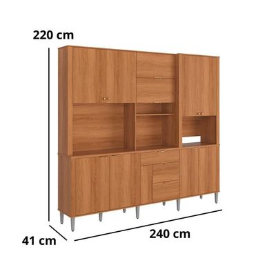 Cozinha Compacta Astra - 2,40m 10 Portas E 4 Gavetas - Lukaliam Móveis Jequitiba Jequitiba