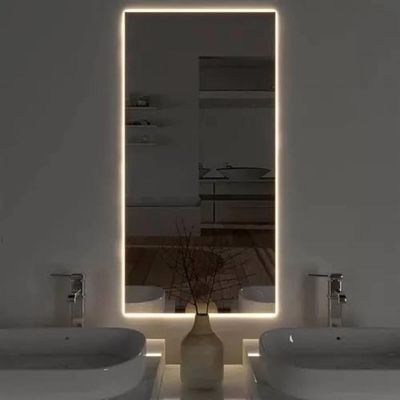Espelho Retangular De Parede Com Led Amarelo Moderno 110x60 Fonte Bivolt Amarelo