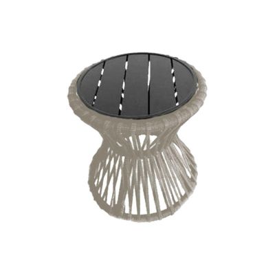Mesa De Centro Sol Em Corda Náutica E Base Em Alumínio Preta 50cm Areia - Cor: Bege