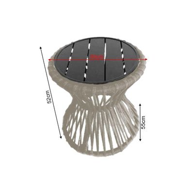 Mesa De Centro Sol Em Corda Náutica E Base Em Alumínio Preta 50cm Areia - Cor: Bege