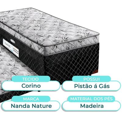 Bicama Solteiro Nanda Nature Preto 88x188
