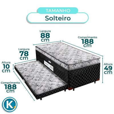 Bicama Solteiro Nanda Nature Preto 88x188