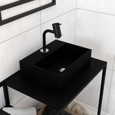 Cuba De Apoio Banheiro Safira Pedra 40x30cm Preto Fosco