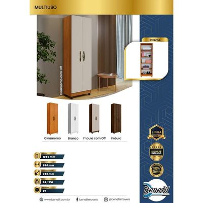 Multiuso Sapateira Sparta 2 Portas 5 Prateleiras - Benetil Cinamomo