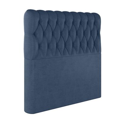 Cabeceira Estofada Casal 140 Cm Topázio Veludo Azul Marinho