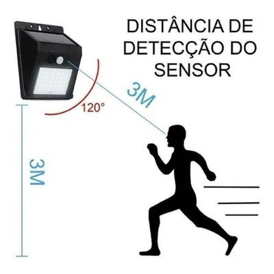 Luminária Solar Arandela Kit 2 - 30 Led Sensor De Presença