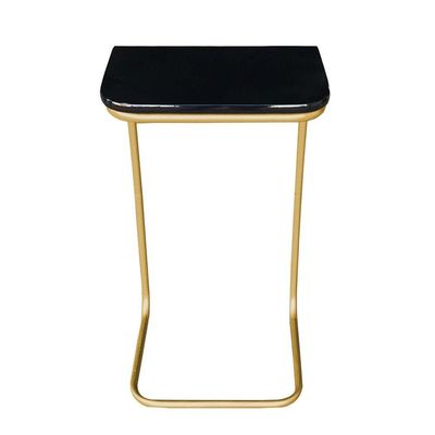 Kit 02 Mesas Lateral Tampo Preto Multiuso para Sofá Dourado