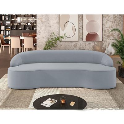 Sofá 4 Lugares Curvo Sala De Estar Living Lótus D02 Veludo Cinza 230 Cm C-317