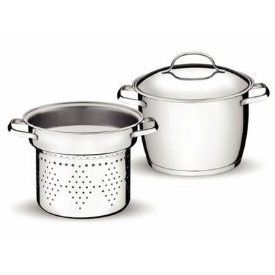 Jogo Cozi-Pasta Tramontina Allegra em Aço Inox com Fundo Triplo 2 Peças