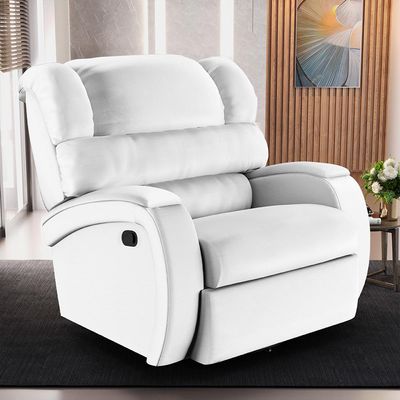 Poltrona do Papai Sala de Cinema Reclinável Kylie Glider Manual Giratória Massagem USB PU Branco G23