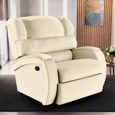 Poltrona do Papai Sala de Cinema Reclinável Kylie Glider Manual Giratória Massagem USB PU Bege G23