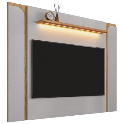 Painel Para TV 75 Pol Com LED 180cm Maresca B02 Off White Cinamomo - Lyam Decor