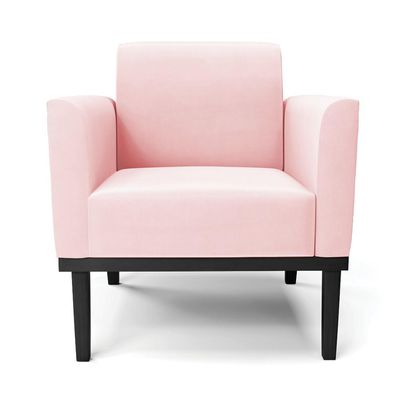 Poltrona Decorativa Isabella Pés Fixo em Madeira Preto Suede Rosa Bebê G19 - Gran Belo