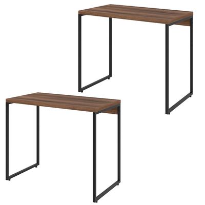 Kit 02 Mesas Para Escritório e Home Office Industrial Aspen 90 cm C01 Nogal - Lyam Decor