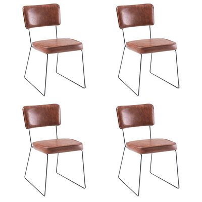 Kit 4 Cadeiras de Jantar Decorativa Base Aço Preto Luigi PU Caramelo - Gran Belo