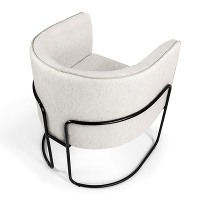 Poltrona Betina Linho Creme A-48 Base de Aço Preto - D'Rossi