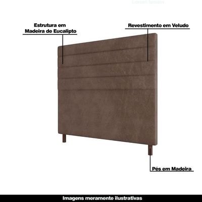 Cabeceira Decorativa Bacoli King 193cm Veludo Marrom - Gran Belo