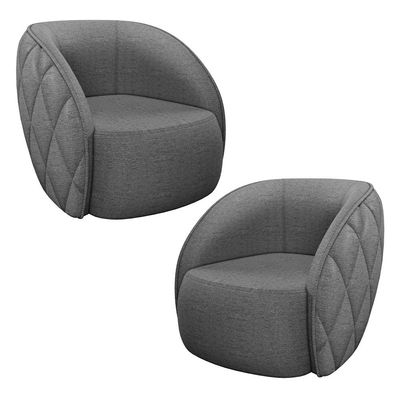 Kit 2 Poltronas Decorativas Clarke Linho Chumbo - Gran Belo
