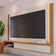 Painel Para TV 75 Pol Bancada Suspensa LED Horebe C04 Off White Matte Freijó - Lyam Decor