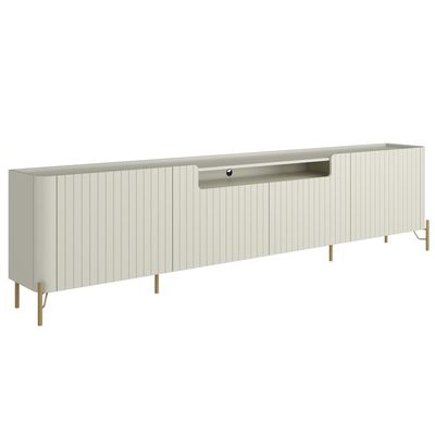 Rack Para Sala de Estar TV 85 Pol 4 Portas Brise Pés Industrial Dourado Alef I03 Luna - Lyam Decor