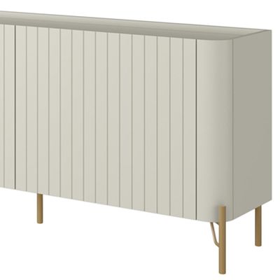 Rack Para Sala de Estar TV 85 Pol 4 Portas Brise Pés Industrial Dourado Alef I03 Luna - Lyam Decor