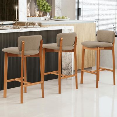 Kit 02 Banquetas Alta Para Cozinha Sala de Jantar Bar Dara L02 Bouclê Bege - Lyam Decor