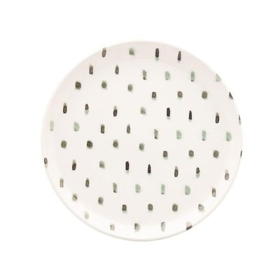 Aparelho de Jantar Samambaia 20 Peças Cerâmica Esmaltada Verde e Off White Oxford Verde Esmeralda