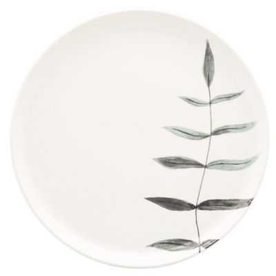 Aparelho de Jantar Samambaia 20 Peças Cerâmica Esmaltada Verde e Off White Oxford Verde Esmeralda