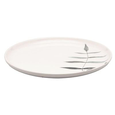 Aparelho de Jantar Samambaia 20 Peças Cerâmica Esmaltada Verde e Off White Oxford Verde Esmeralda