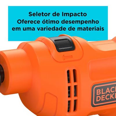 Furadeira de Impacto BED713650 1/2 Polegadas 650W Empunhadura Ergonômica Gatilho Anatômico Laranja e Preta Black+Decker Laranja e Preto / 110V