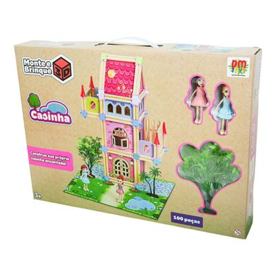 Brinquedo Casinha Monte E Brinque 3D 100 Peças - Dm Toys DMT7169