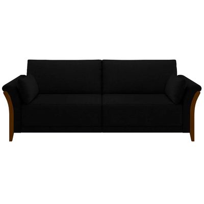 Sofá Decorativo 3 Lugares 222cm Market Veludo Preto - Gran Belo
