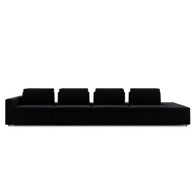 Sofá Ilha com Encosto e Almofadas Móveis Olimpo 505cm Modulado Veludo Preto G45 - Gran Belo