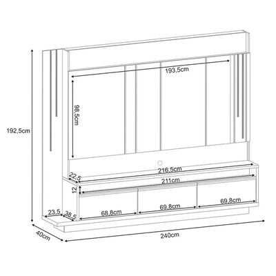 Home Theater Decorativo Punk para TV até 75" com LED Off White/Cinamomo G26 - Gran Belo