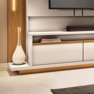 Home Theater Decorativo Punk para TV até 75" com LED Off White/Cinamomo G26 - Gran Belo