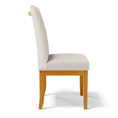 Cadeira de Sala de Jantar Estofada Gomes Madeira Maciça Linho Off White G78 - Gran Belo