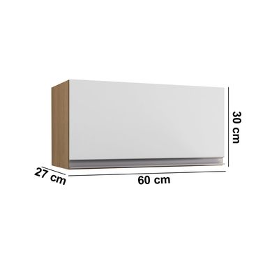 Armário Cozinha Aéreo Geladeira 60cm Basculante Leticia Amêndoa/Branco A01 - D'Rossi