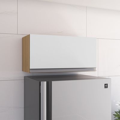 Armário Cozinha Aéreo Geladeira 60cm Basculante Leticia Amêndoa/Branco A01 - D'Rossi