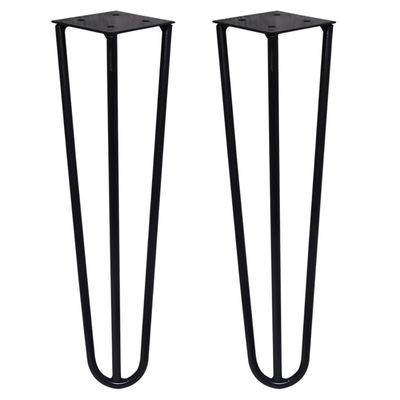 Kit 2 Pés de Metal 30 CM Hairpin Legs Mesa de Canto Rack e Puffs Preto G41