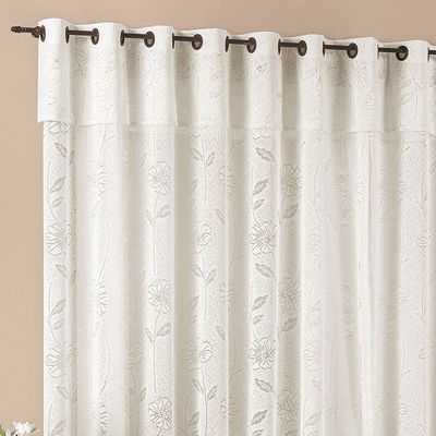 Cortina Luna 3,00m x 2,50m Palha Tecido Renda Floral Leve Para Sala ou Quarto