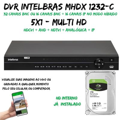 Dvr Multi Hd 32 canais Mhdx 1232-C Intelbras C/HD 1tb