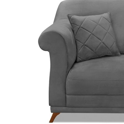 Poltrona Decorativa com 1 Almofada Armstrong Suede Cinza - Gran Belo