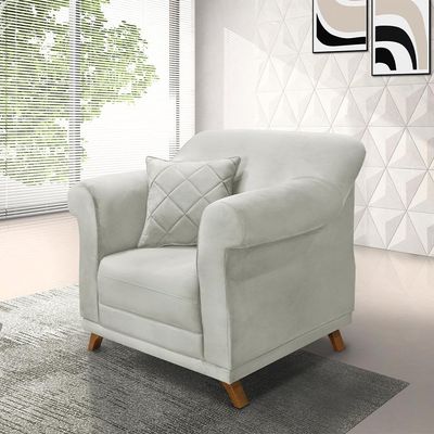 Kit 2 Poltronas Decorativas com 2 Almofadas Armstrong Veludo Prata - Gran Belo