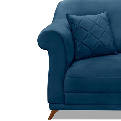 Kit 2 Poltronas Decorativas com 2 Almofadas Armstrong Veludo Azul Marinho - Gran Belo
