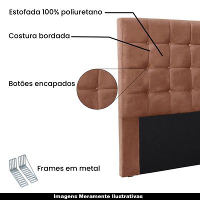 Cabeceira Decorativa Queen Size 1,60M Tropea Veludo Cobre - Gran Belo