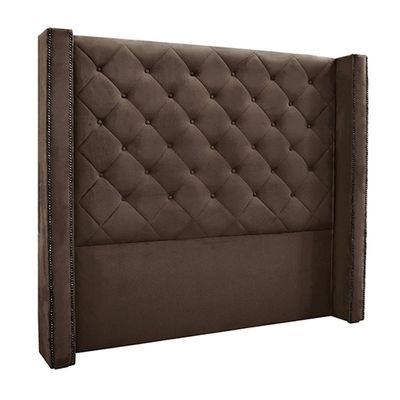 Cabeceira Decorativa Queen Size 1,84M Loewe Veludo Marrom - Gran Belo