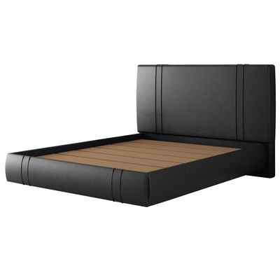 Cama Queen Flutuante Com Cabeceira 160cm Astra S04 Couríssimo Preto - Lyam Decor