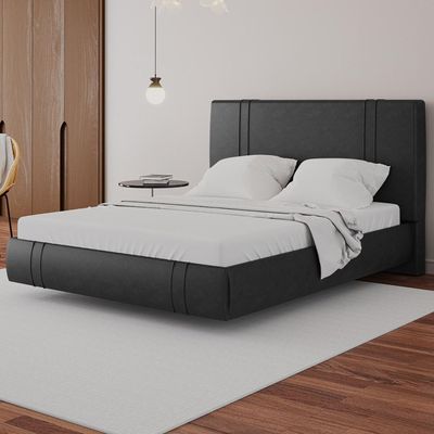 Cama Queen Flutuante Com Cabeceira 160cm Astra S04 Couríssimo Preto - Lyam Decor