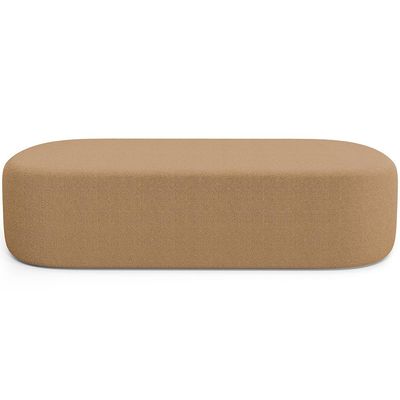 Cabeceira Cama Box Casal 140cm Lanna com Puff Recamier Doha W01  Bouclê Mostarda - Lyam Decor