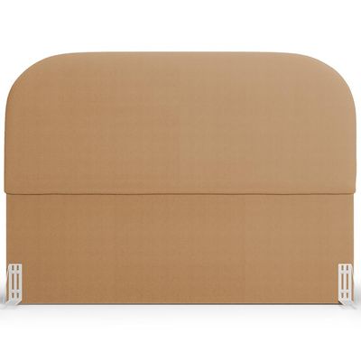 Cabeceira Cama Box Casal 140cm Lanna com Puff Recamier Doha W01  Bouclê Mostarda - Lyam Decor